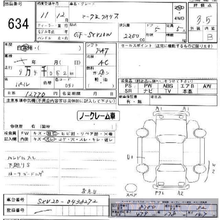 1999 TOYOTA MARK II WAGON 5D SXV20W - 634 - JU Ishikawa