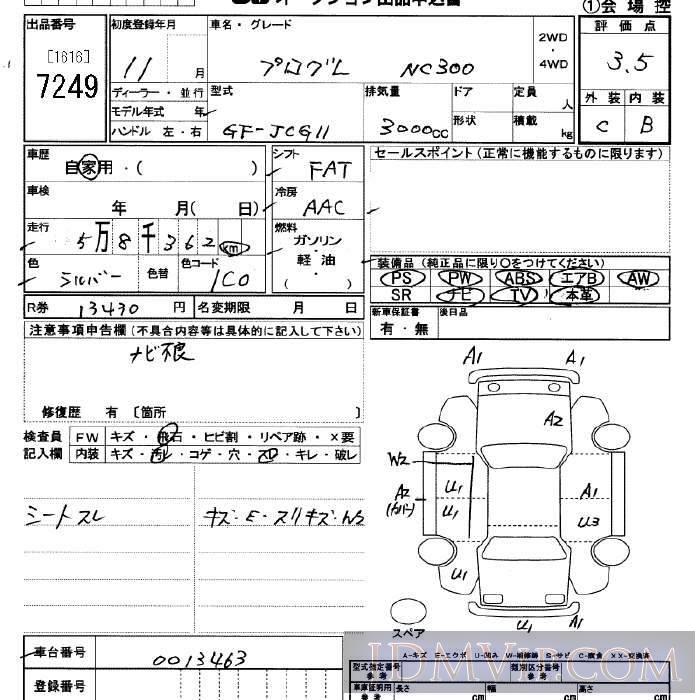 1999 TOYOTA PROGRES NC300 JCG11 - 7249 - JU Saitama