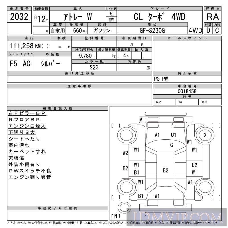 2000 DAIHATSU ATRAI WAGON CL__4WD S230G - 2032 - CAA Tohoku