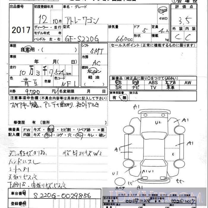 2000 DAIHATSU ATRAI WAGON  S220G - 2017 - JU Ibaraki