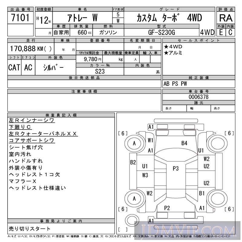 2000 DAIHATSU ATRAI WAGON __4WD S230G - 7101 - CAA Gifu