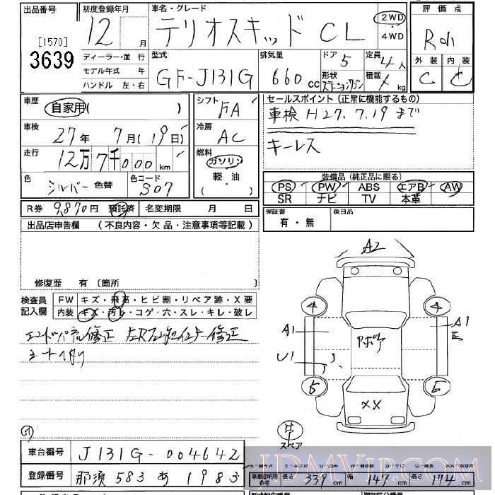 2000 DAIHATSU TERIOS KID CL J131G - 3639 - JU Tochigi