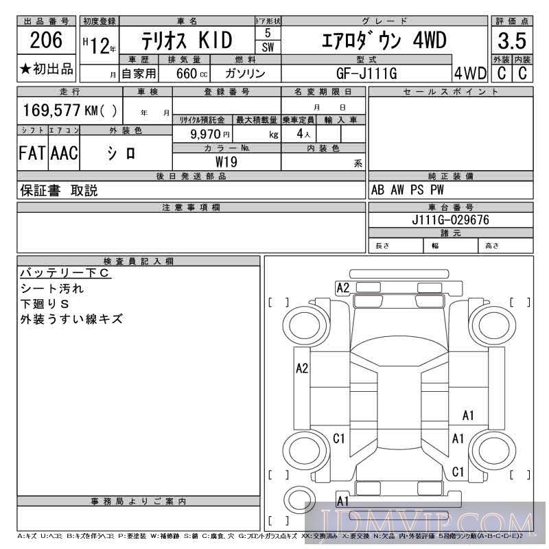 2000 DAIHATSU TERIOS KID _4WD J111G - 206 - CAA Gifu