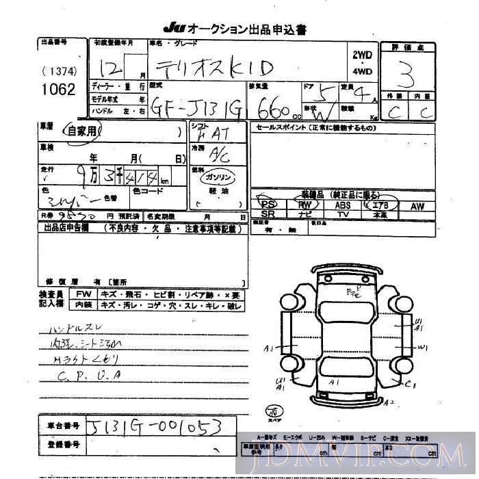 2000 DAIHATSU TERIOS KID  J131G - 1062 - JU Okinawa