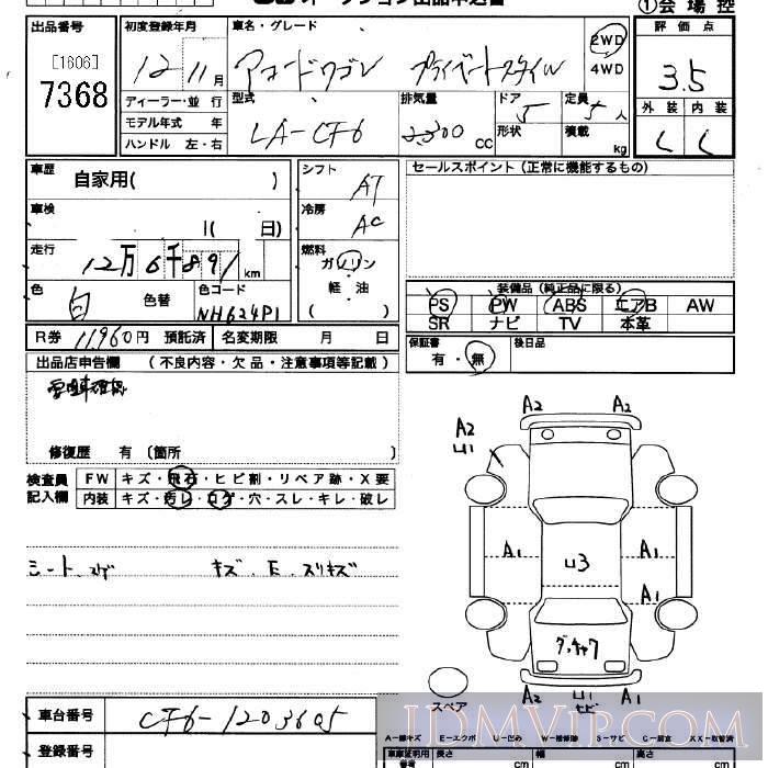 2000 HONDA ACCORD WAGON  CF6 - 7368 - JU Saitama