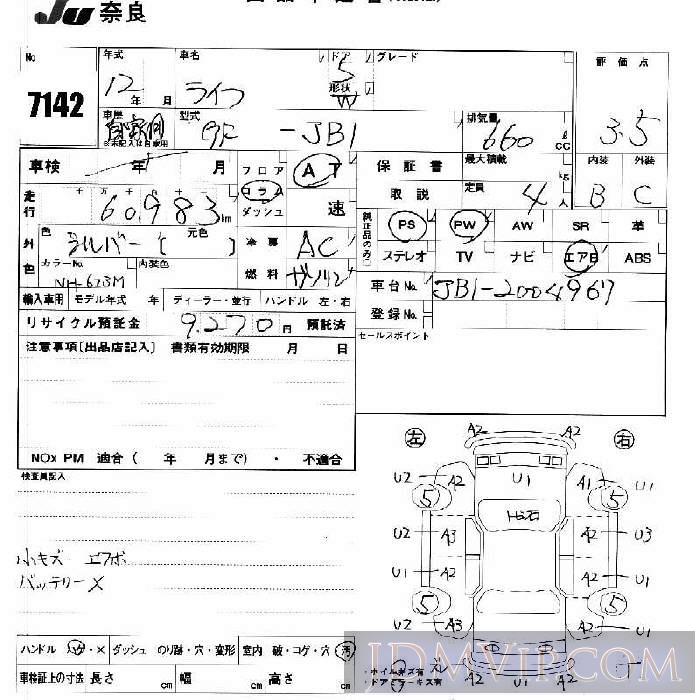 2000 HONDA LIFE  JB1 - 7142 - JU Nara