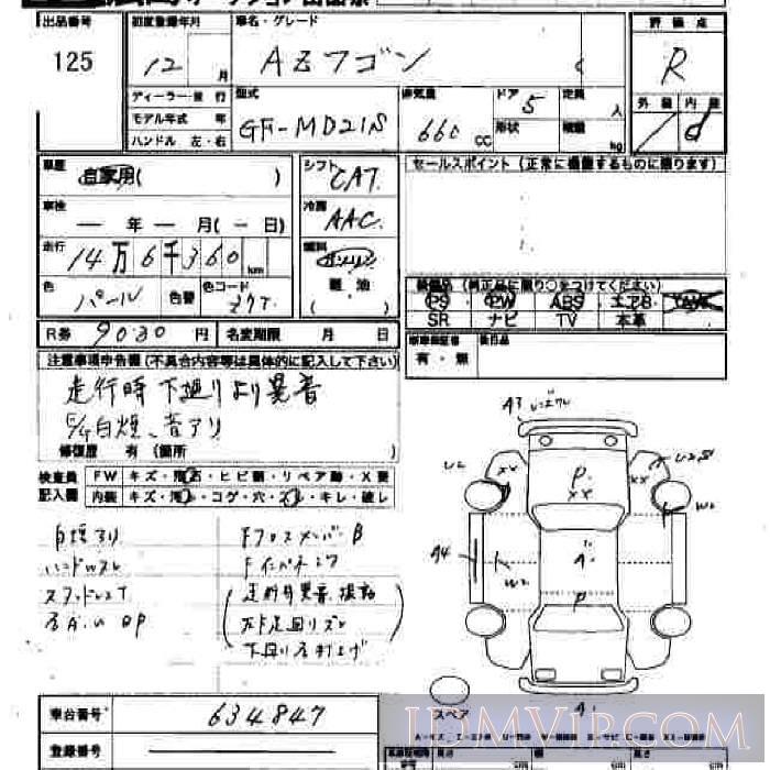 2000 MAZDA AZ WAGON  MD21S - 125 - JU Hiroshima