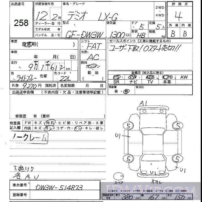 2000 MAZDA DEMIO LX_G-P DW3W - 258 - JU Shizuoka