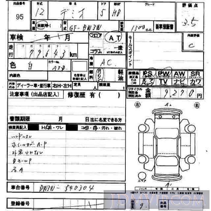 2000 MAZDA DEMIO  DW3W - 95 - JU Hiroshima