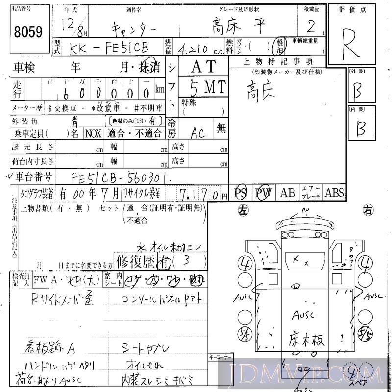 2000 MITSUBISHI CANTER TRUCK 2__ FE51CB - 8059 - IAA Osaka