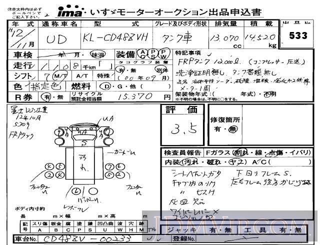 2000 NISSAN NISSAN UD  CD48ZVH - 533 - Isuzu Makuhari