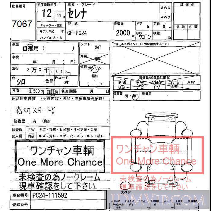 2000 NISSAN SERENA  PC24 - 7067 - JU Shizuoka