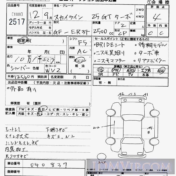 2000 NISSAN SKYLINE 25GT ER34 - 2517 - JU Saitama