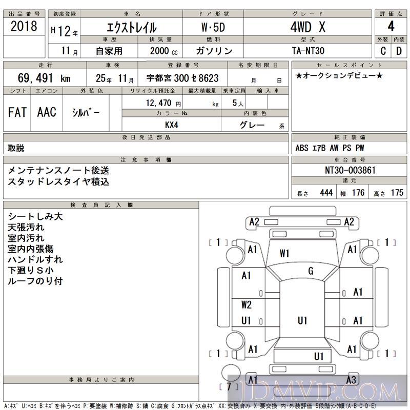 2000 NISSAN X-TRAIL 4WD_X NT30 - 2018 - TAA Tohoku