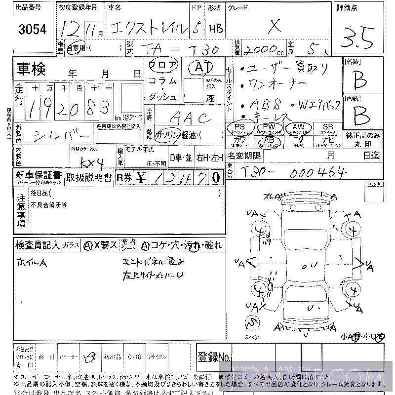 2000 NISSAN X-TRAIL X T30 - 3054 - LAA Shikoku