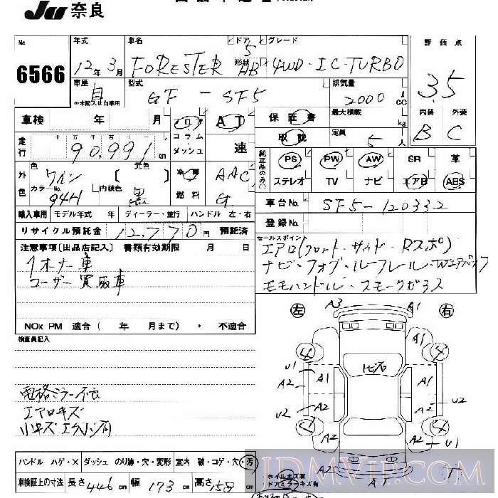 2000 SUBARU FORESTER _4WD SF5 - 6566 - JU Nara