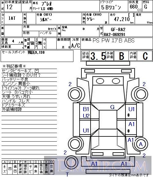 2000 SUBARU PLEO LS_4WD RA2 - 3144 - NAA Osaka