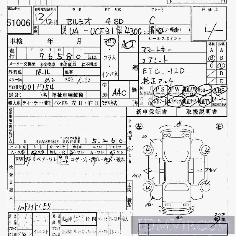 2000 TOYOTA CELSIOR C UCF31 - 51006 - HAA Kobe