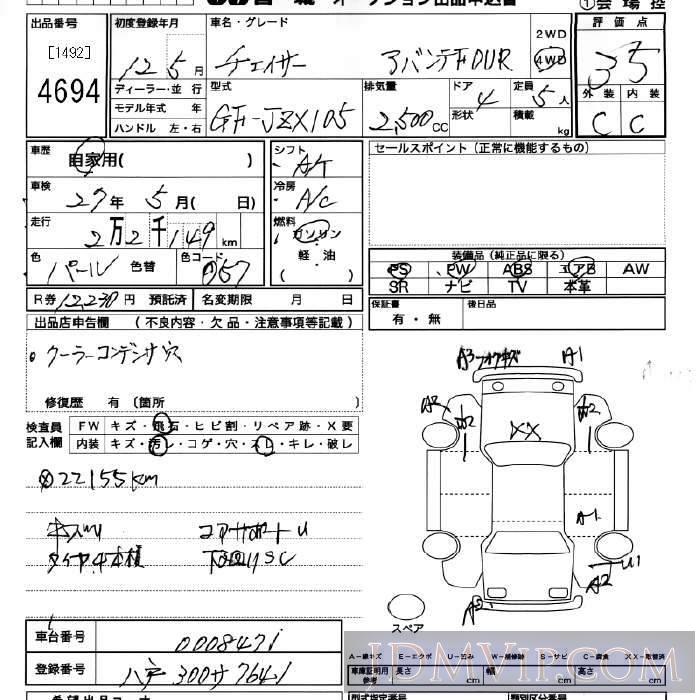 2000 TOYOTA CHASER 4WD_FOUR JZX105 - 4694 - JU Miyagi