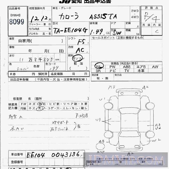 1998 HONDA HONDA 4WD CF5 - 8099 - JU Aichi