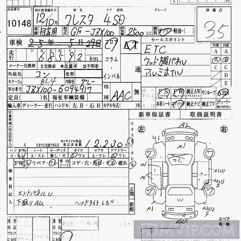 2000 TOYOTA CRESTA  JZX100 - 10148 - HAA Kobe