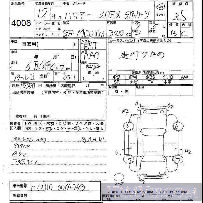 2000 TOYOTA HARRIER 3.0EX_G-P MCU10W - 4008 - JU Shizuoka