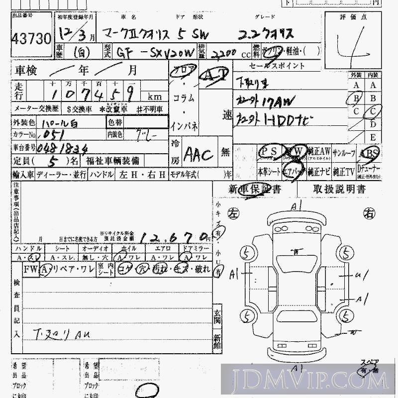 2000 TOYOTA MARK II WAGON 2.2 SXV20W - 43730 - HAA Kobe