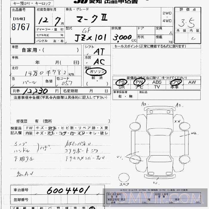 2000 TOYOTA MARK II  JZX101 - 8767 - JU Aichi