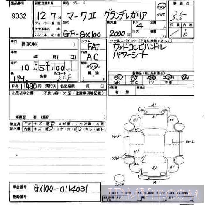 2000 TOYOTA MARK II _ GX100 - 9032 - JU Hiroshima