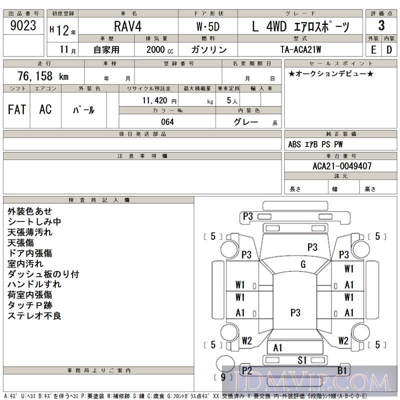 2000 TOYOTA RAV4 L_4WD_ ACA21W - 9023 - TAA Kyushu