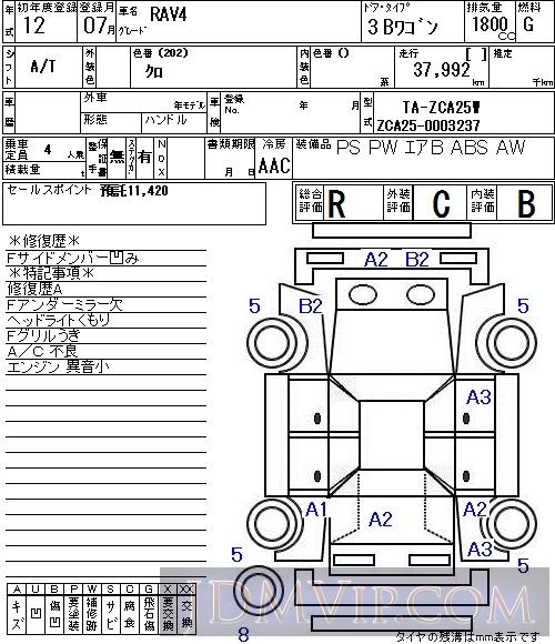2000 TOYOTA RAV4  ZCA25W - 4157 - NAA Nagoya