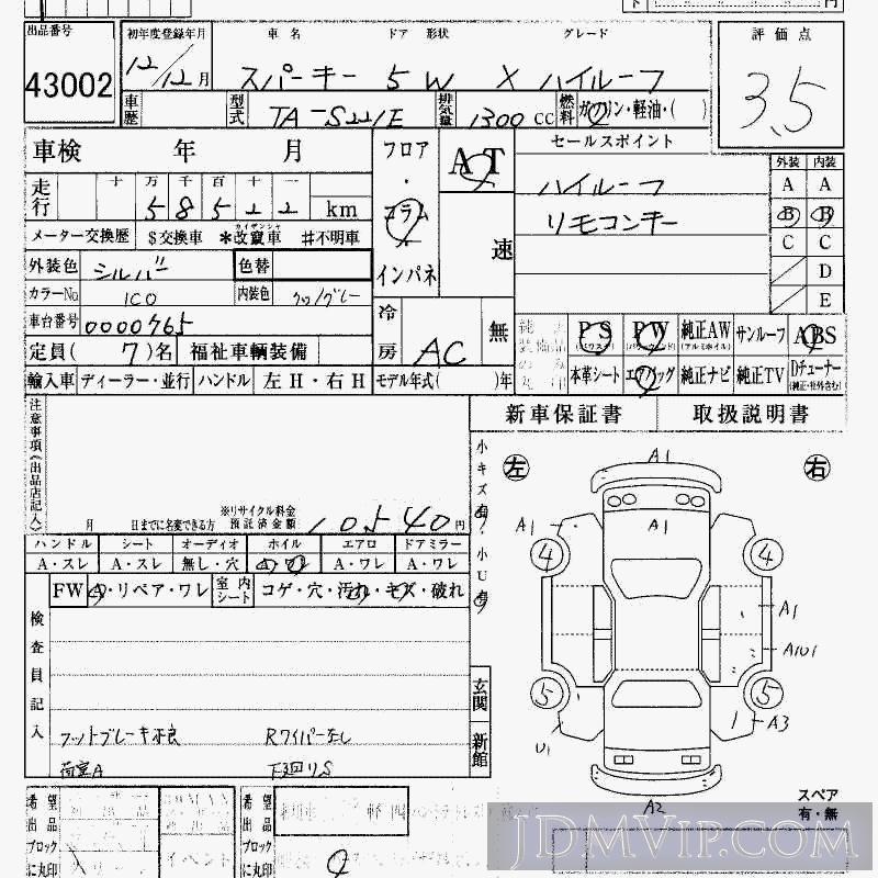 2000 TOYOTA SPARKY X_ S221E - 43002 - HAA Kobe
