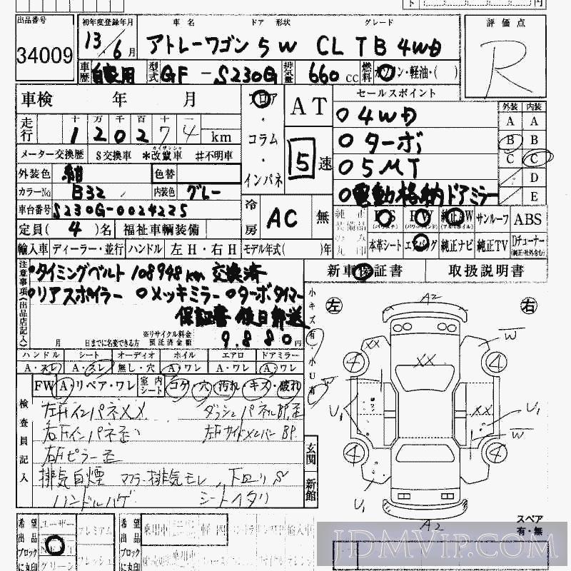 2001 DAIHATSU ATRAI WAGON 4WD_CL_TB S230G - 34009 - HAA Kobe