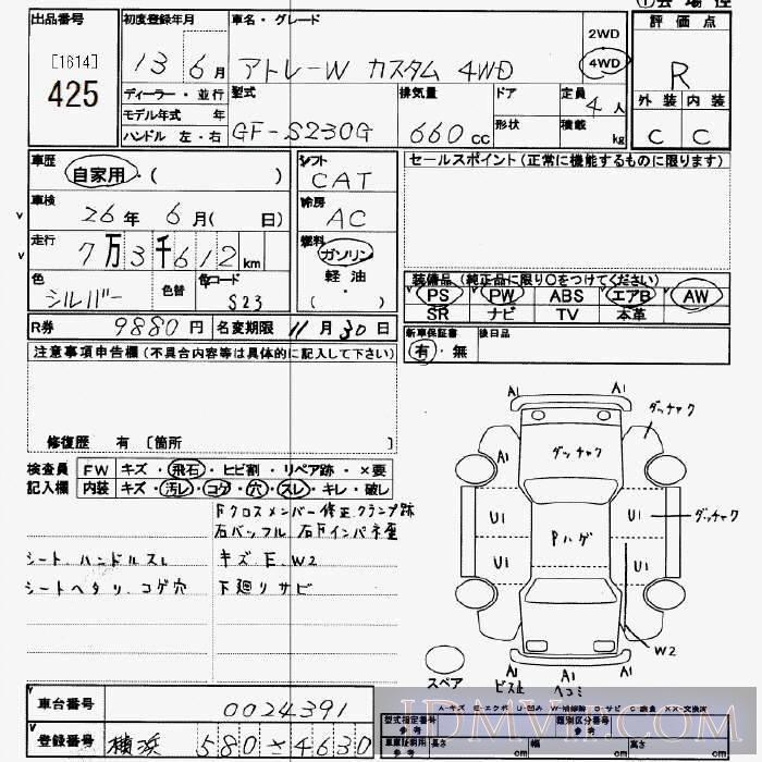 2001 DAIHATSU ATRAI WAGON 4WD_ S230G - 425 - JU Saitama