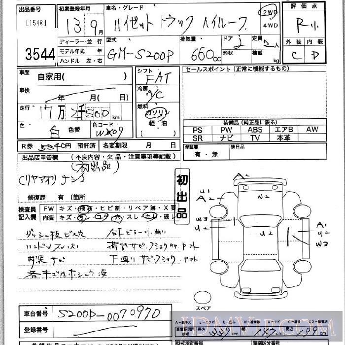 2001 DAIHATSU HIJET VAN HR S200P - 3544 - JU Kanagawa