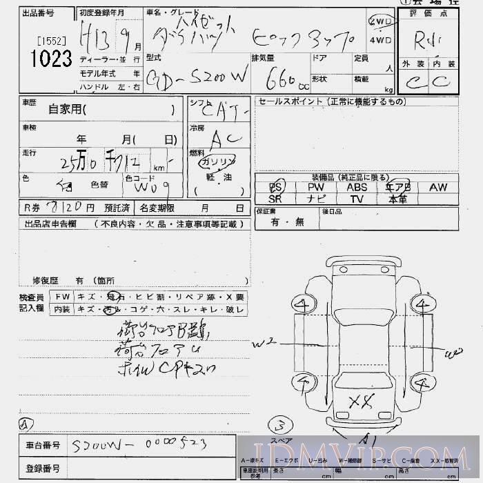 2001 DAIHATSU HIJET VAN  S200W - 1023 - JU Tochigi