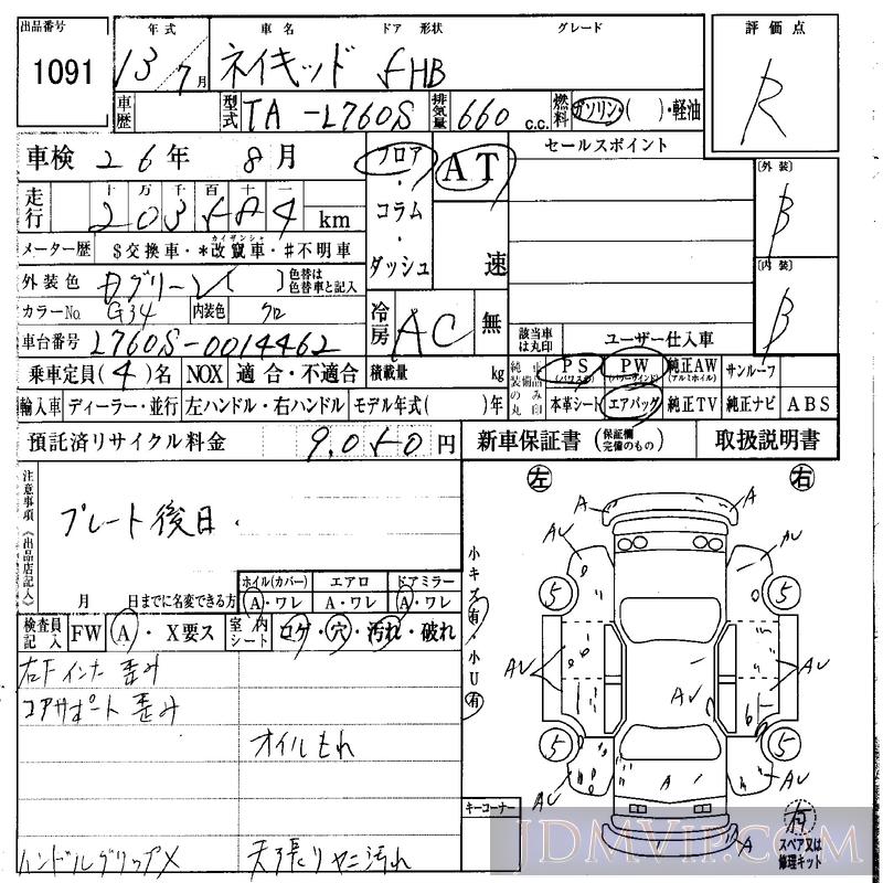 Daihatsu Naked L S Iaa Osaka Jdmvip Ais Auction Intelligence System