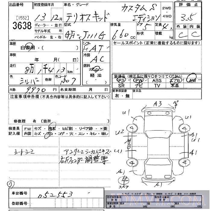 2001 DAIHATSU TERIOS KID S J111G - 3638 - JU Tochigi