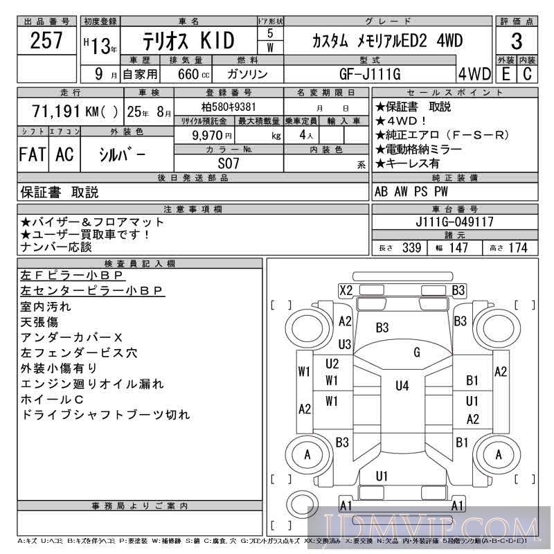 2001 DAIHATSU TERIOS KID _ED2_4WD J111G - 257 - CAA Tokyo