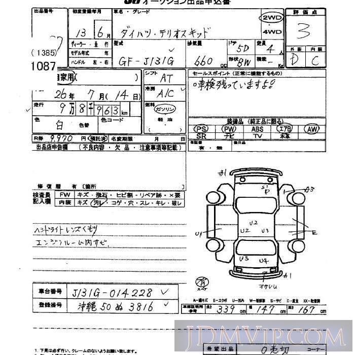 2001 DAIHATSU TERIOS KID  J131G - 1087 - JU Okinawa