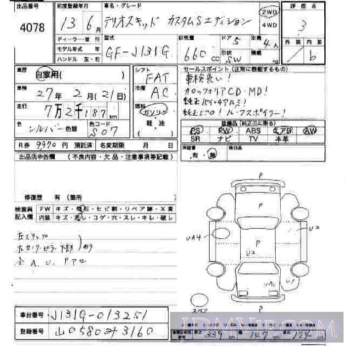 2001 DAIHATSU TERIOS KID _S-ED J131G - 4078 - JU Hiroshima