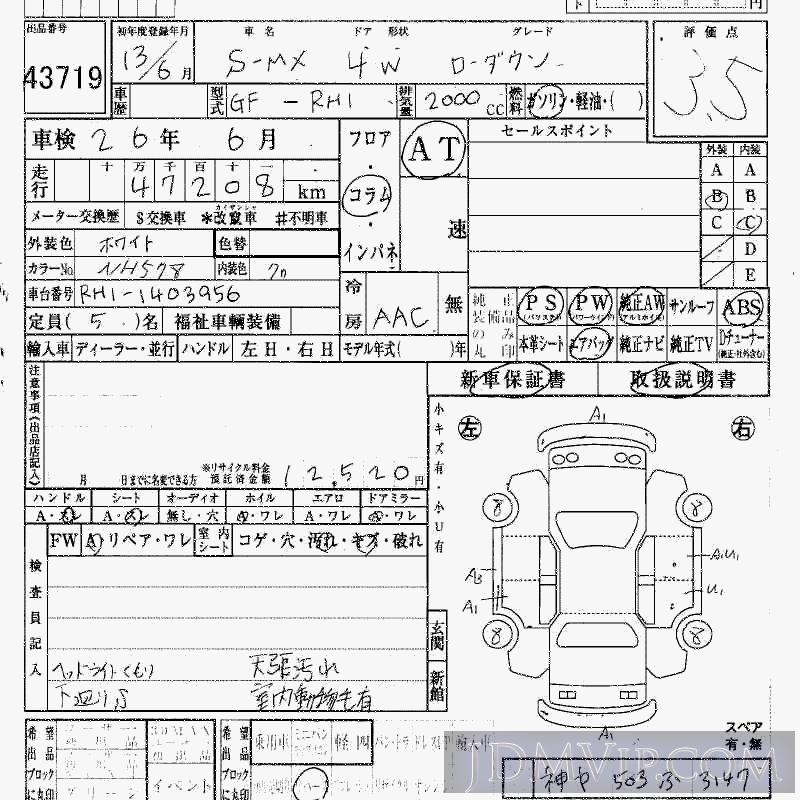 2001 HONDA S-MX - RH1 - 43719 - HAA Kobe