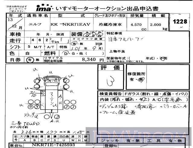 2001 ISUZU ELF TRUCK  NKR71EAV - 1228 - Isuzu Kobe