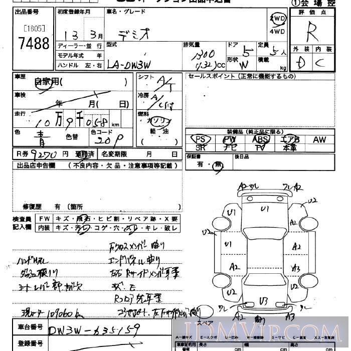 2001 MAZDA DEMIO  DW3W - 7488 - JU Saitama
