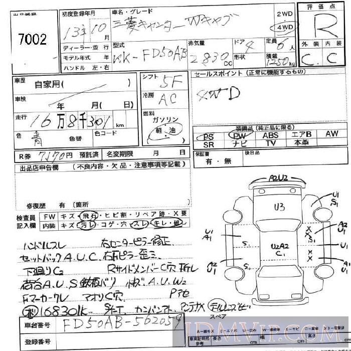 2001 MITSUBISHI CANTER TRUCK  FD50AB - 7002 - JU Fukushima