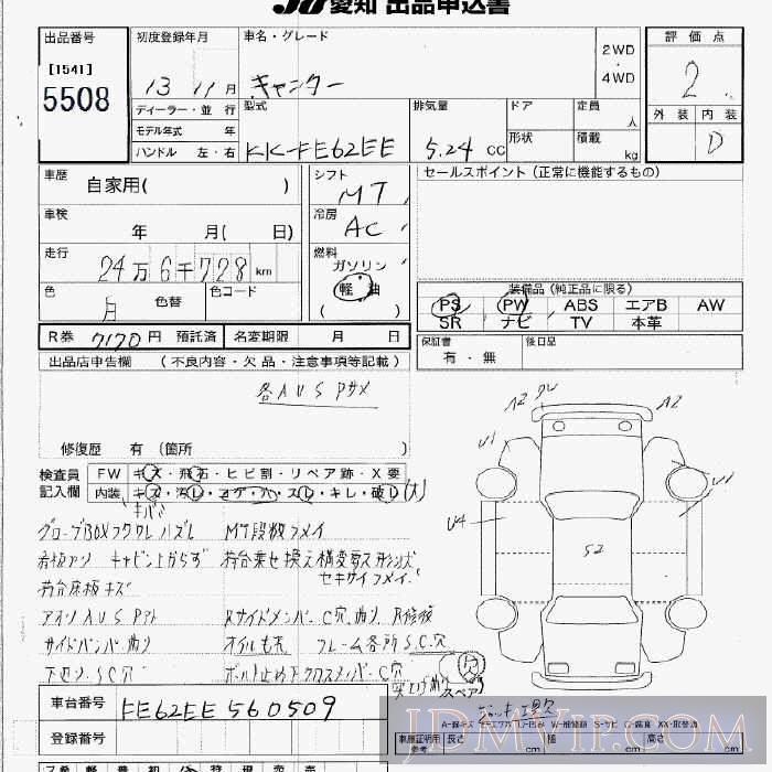 2001 MITSUBISHI CANTER TRUCK  FE62EE - 5508 - JU Aichi