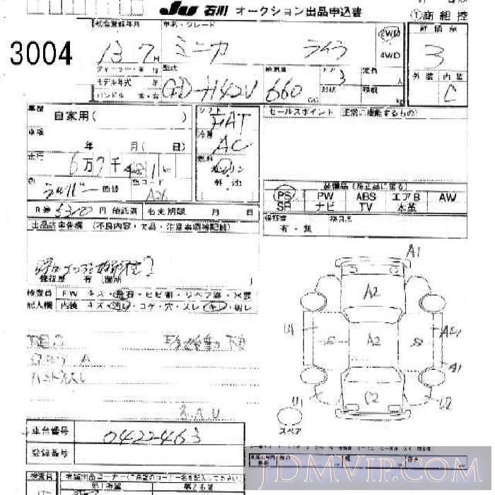2001 MITSUBISHI MINICA 3D_ H42V - 3004 - JU Ishikawa