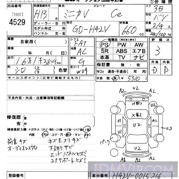 2001 MITSUBISHI MINICA Ce H42V - 4529 - JU Saitama