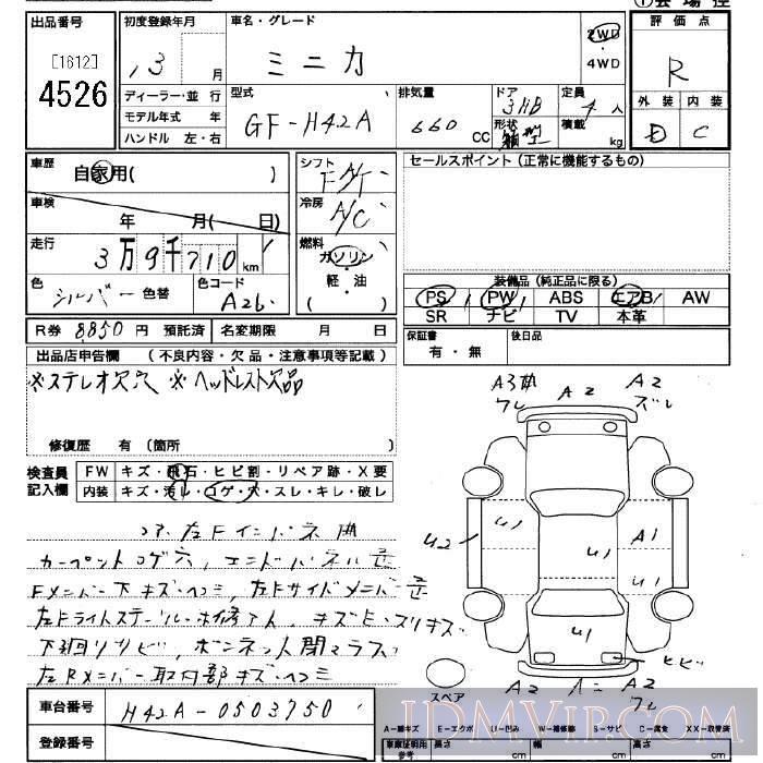 2001 MITSUBISHI MINICA  H42A - 4526 - JU Saitama