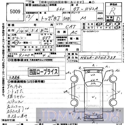 2001 MITSUBISHI TOPPO BJ M H42A - 5009 - USS Okayama